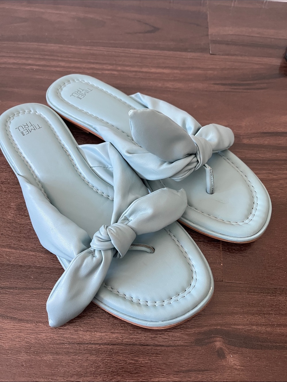 Time and Tru Pale Blue Knotted Toe-Post Sandals